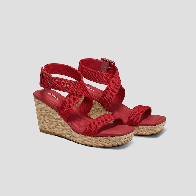 Square-Toe Slingback Wedge Sandals (Lyla)