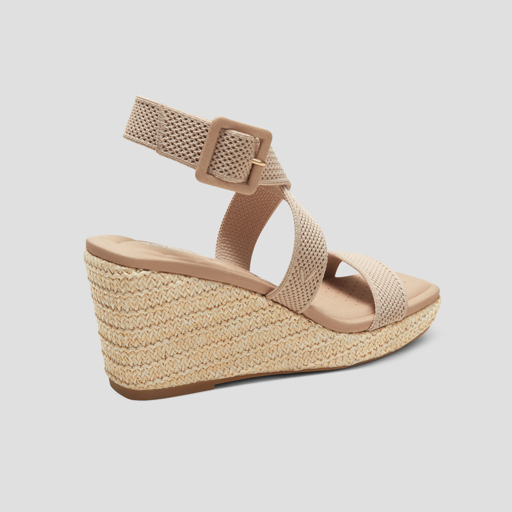 Square-Toe Slingback Wedge Sandals (Lyla), ALMOND, EU35 | VIVAIA