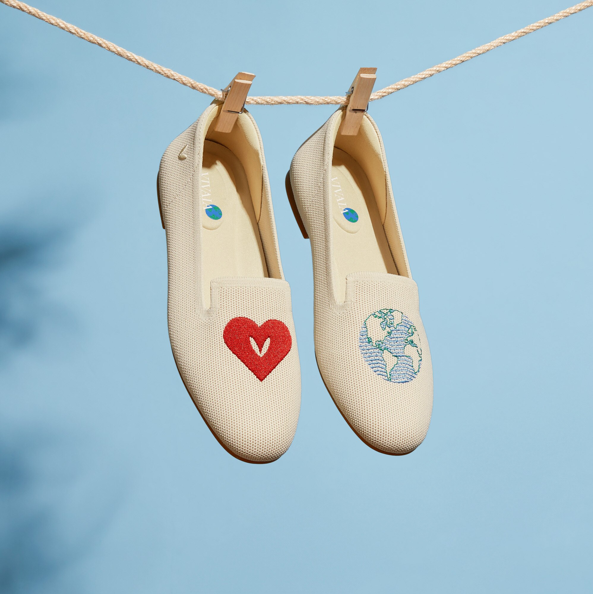 Round-Toe Embroidered Loafers (Audrey), LOVE EARTH IVORY, EU35