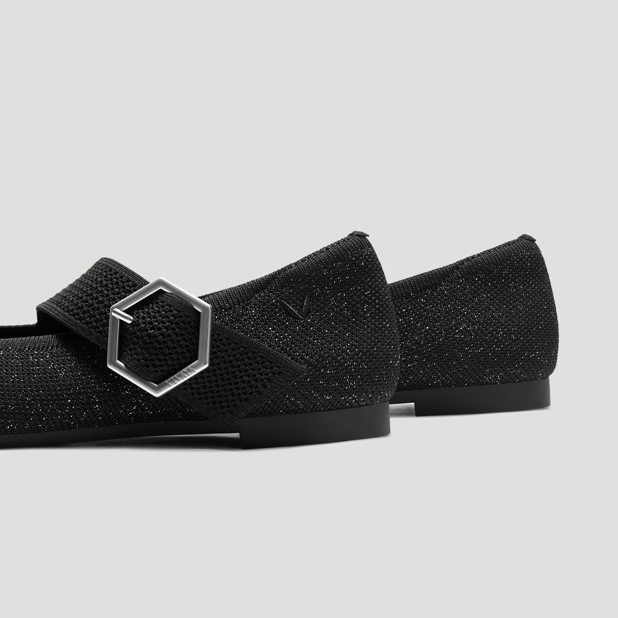 Pointed-toe Mary-Jane Flats (Maria), METALLIC BLACK, EU37