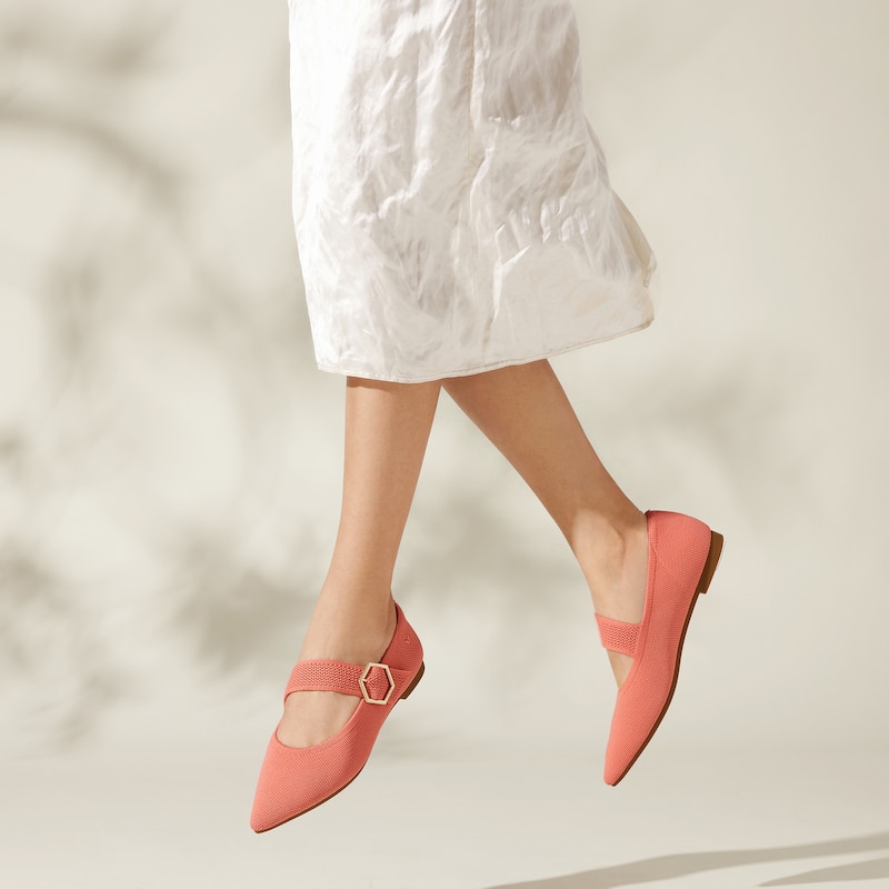 Pointed-toe Mary-Jane Flats (Maria), SALMON, EU43 | VIVAIA