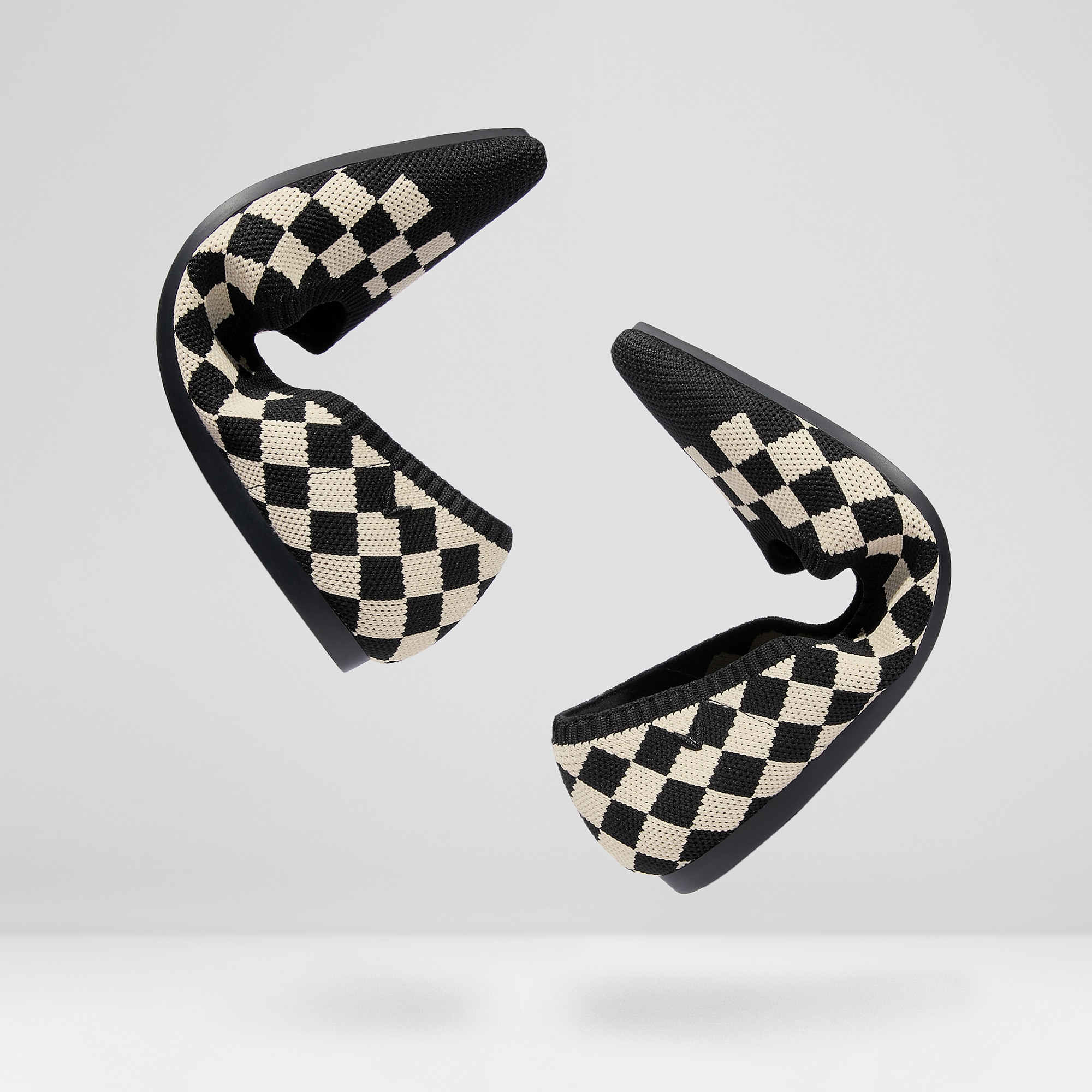 Aria5° Comfortable Pointy Flats in Checker-Sustainable & Washable