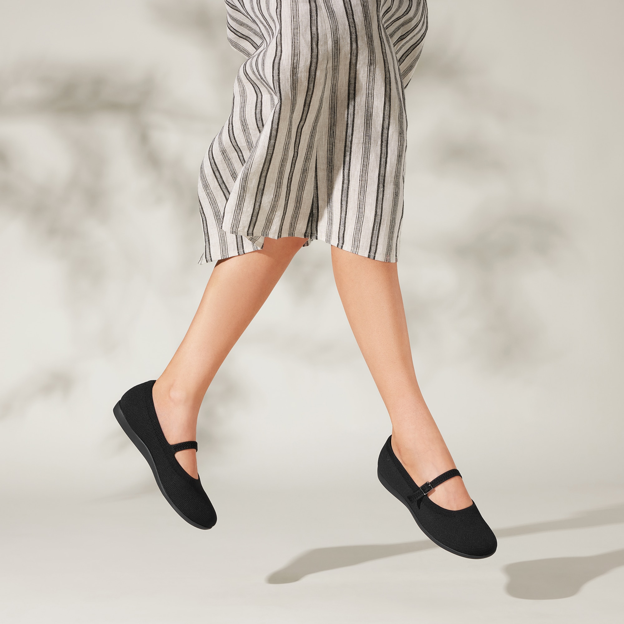 Claire Walker Mary-Jane Round-Toe Flats in Black | VIVAIA