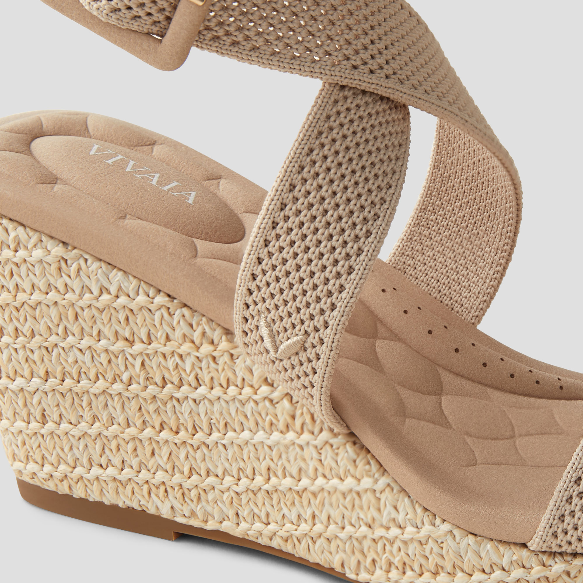 Square-Toe Slingback Wedge Sandals (Lyla), ALMOND, EU35 | VIVAIA