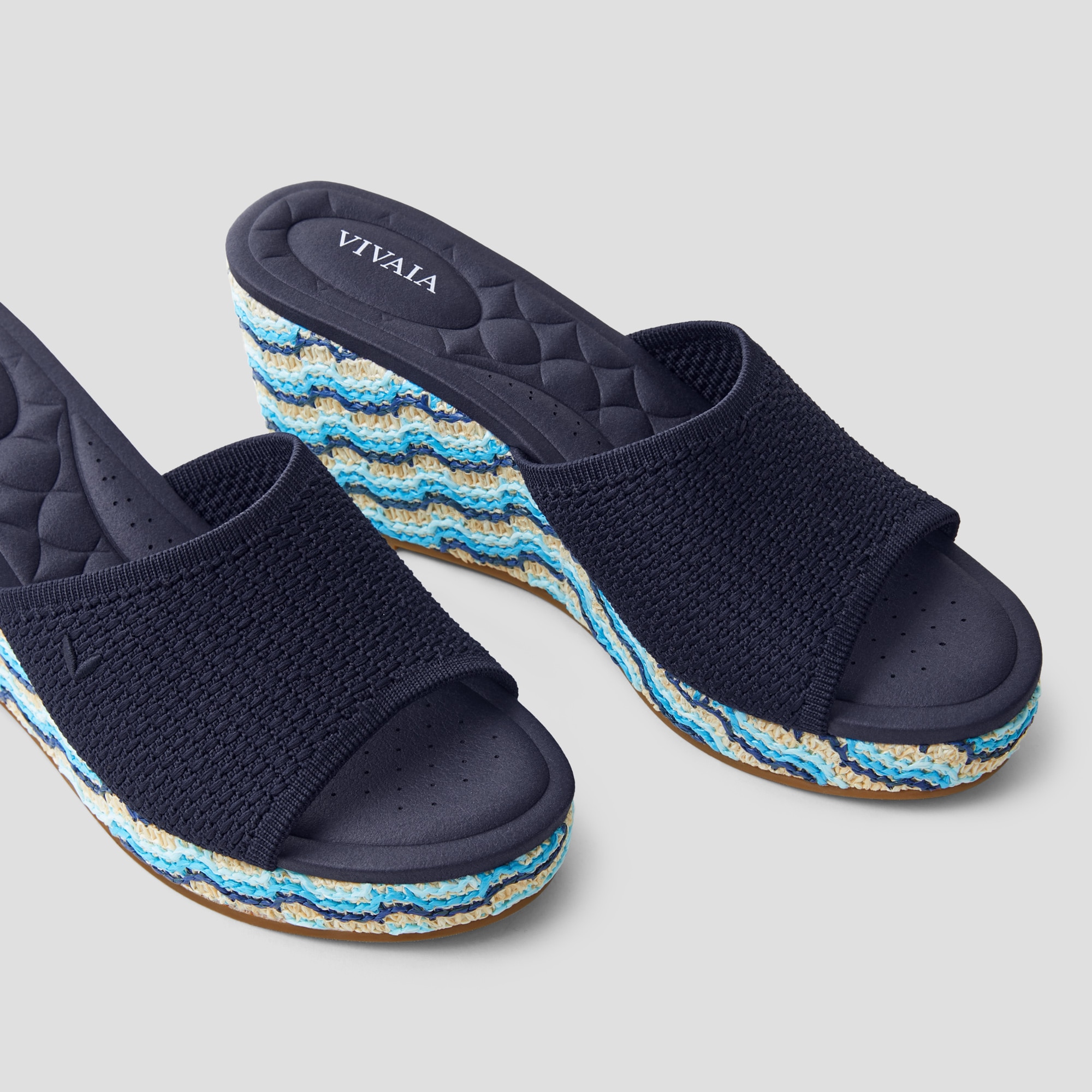 Round-toe Wedge Sandals (Stacey Pro), NAVY WOVEN, EU35 | VIVAIA
