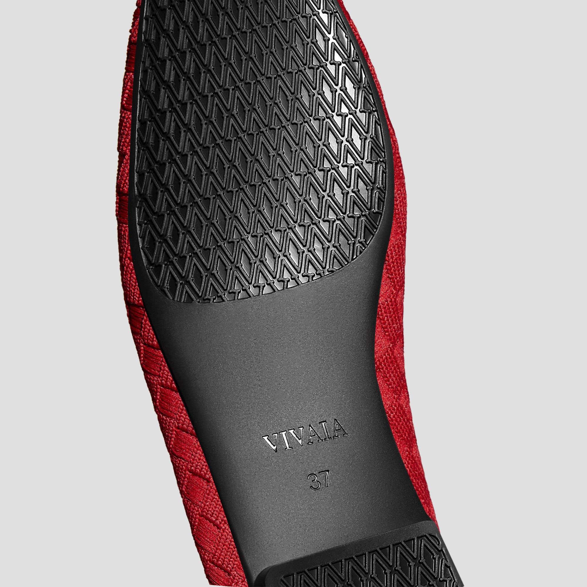 VIVAIA Margaretスクエアトゥ ボウバレリーナ フラット黒　35.5 Square-Toe Bow ballerina Flats (Margaret), RUBY RED WOVEN