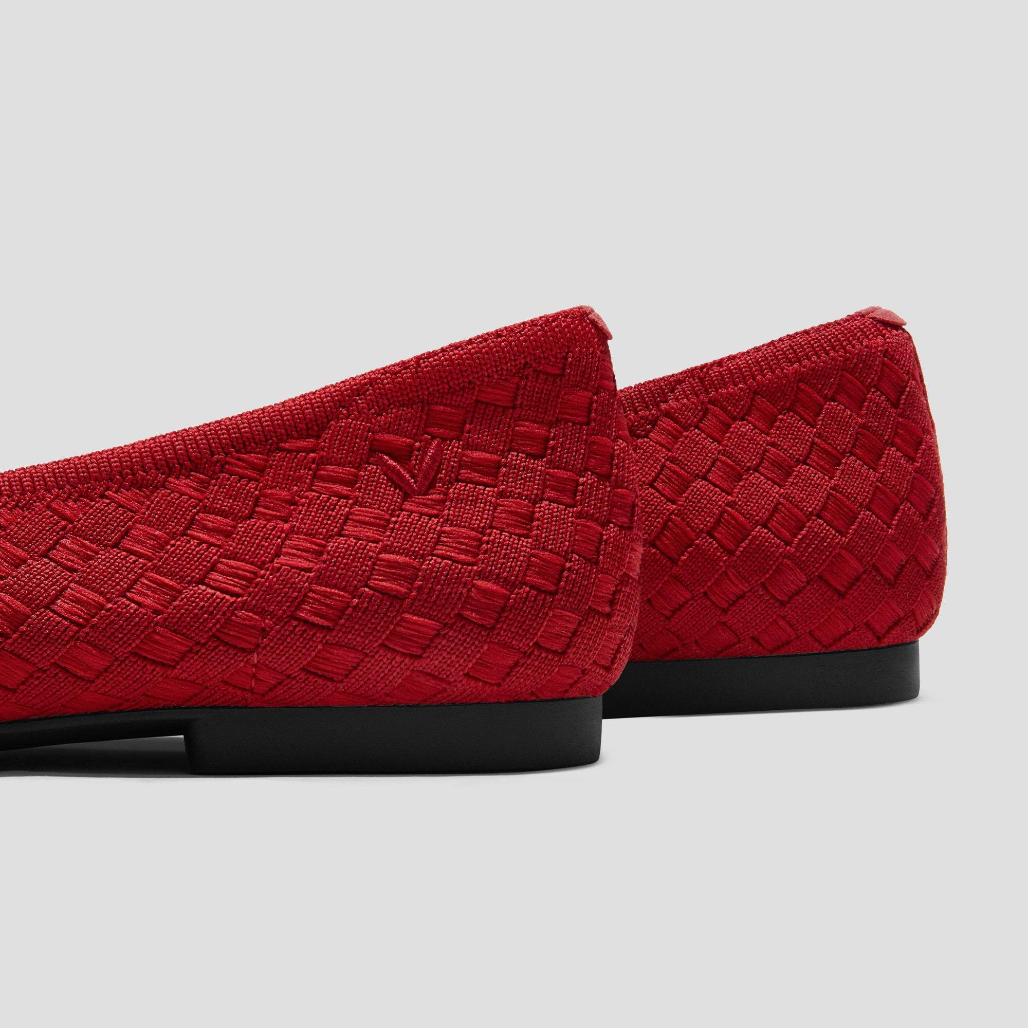 Square-Toe Bow ballerina Flats (Margaret), RUBY RED WOVEN