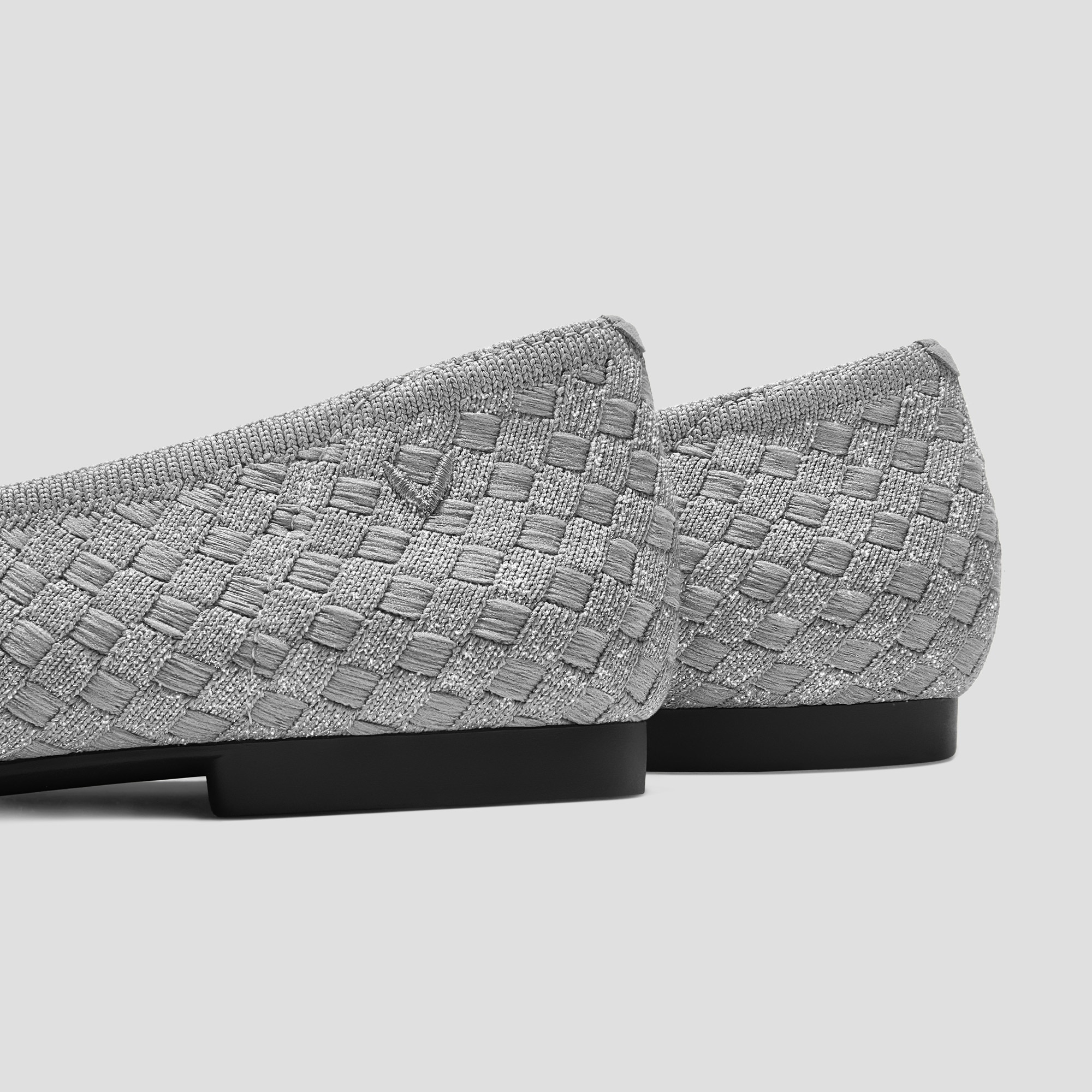 Square-Toe Bow Ballerina Flats (Margaret), GREY SILVER WOVEN, EU43