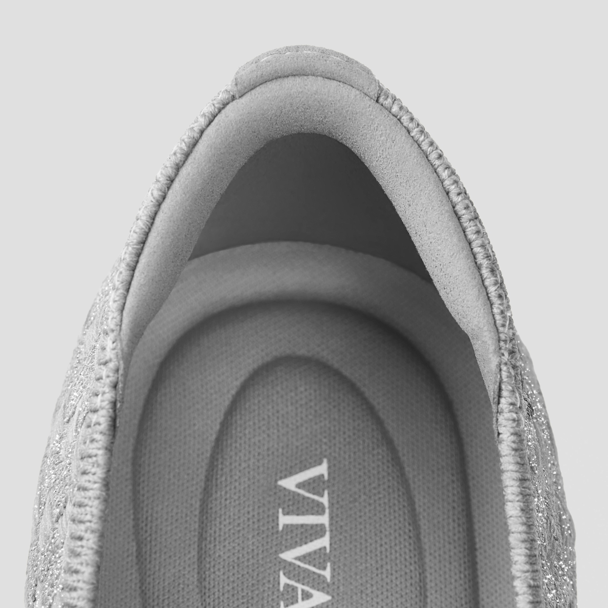 Square-Toe Bow ballerina Flats (Margaret), GREY SILVER WOVEN