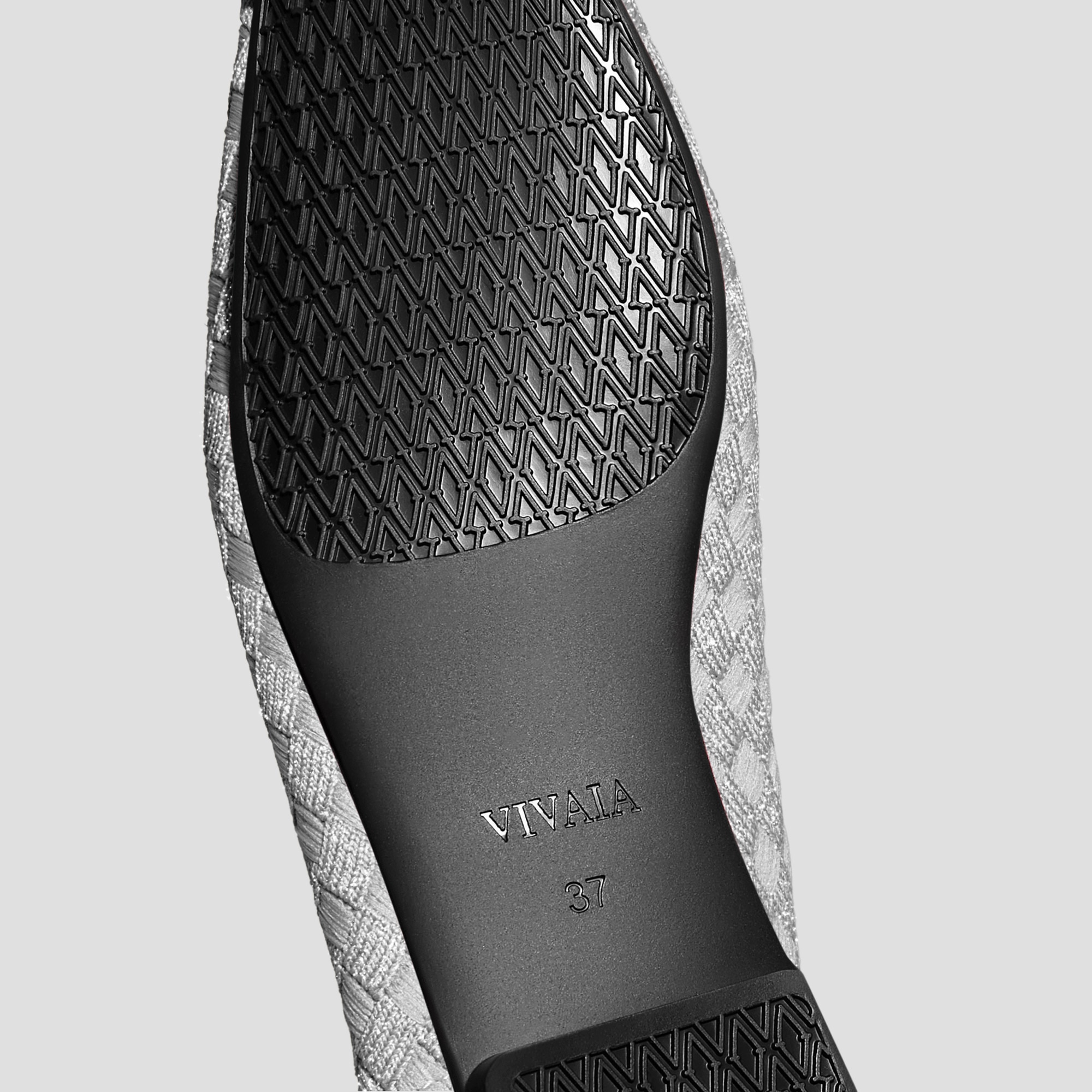 Square-Toe Bow ballerina Flats (Margaret), GREY SILVER WOVEN
