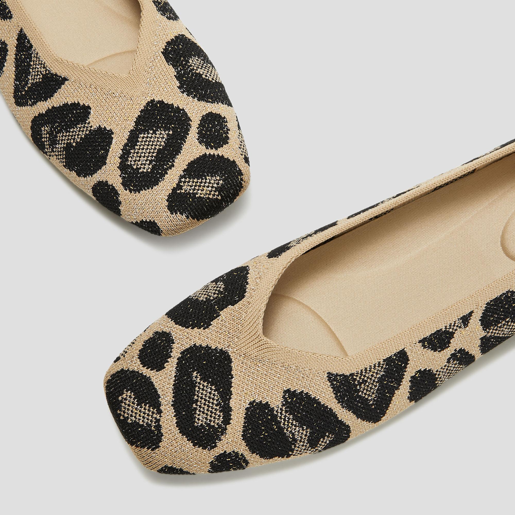Square-Toe V-Cut Flats (Margot 2.0), METALLIC LEOPARD, EU36