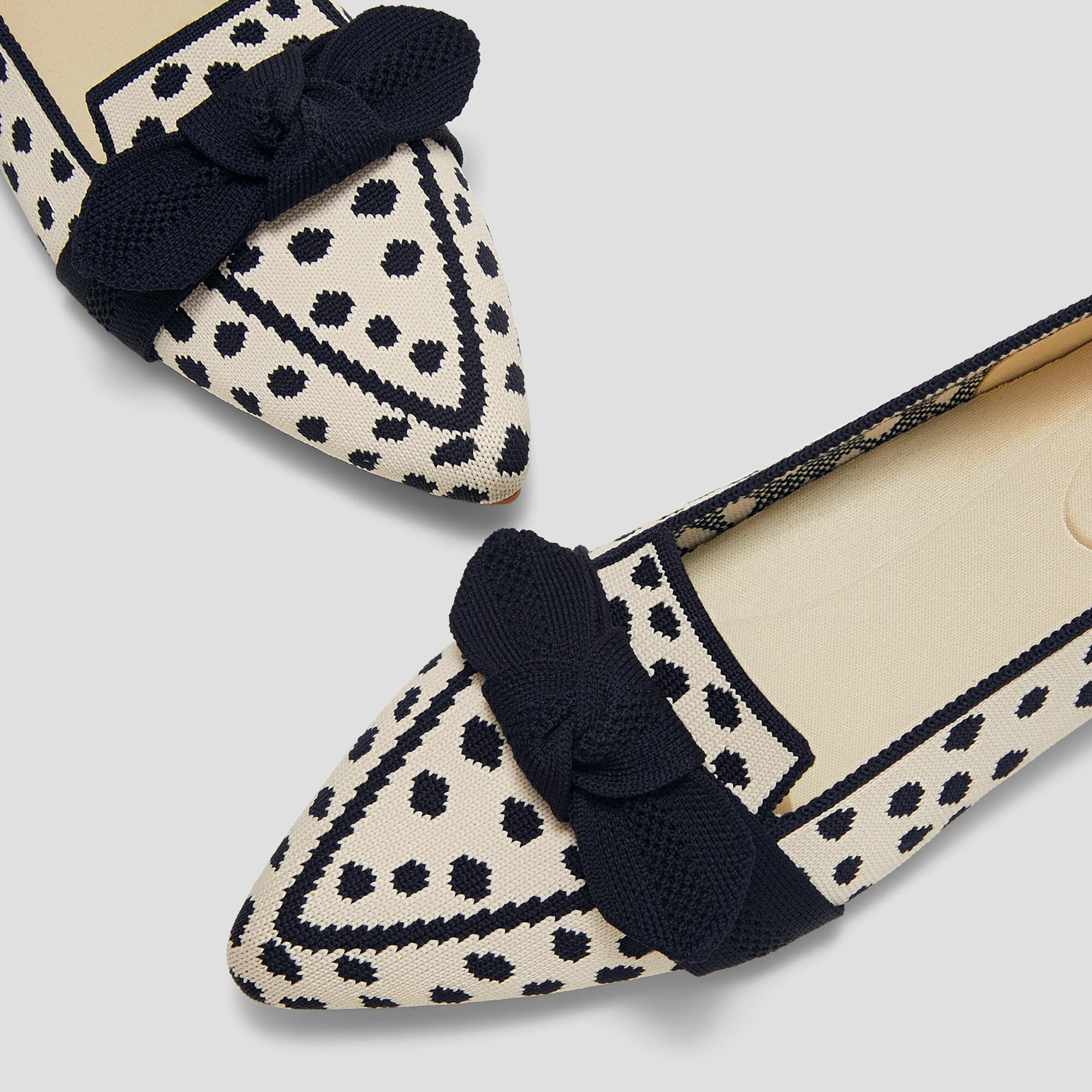 Pointed-Toe Bow Loafers (Michelle 2.0), NAVY ABSTARCT DOTS