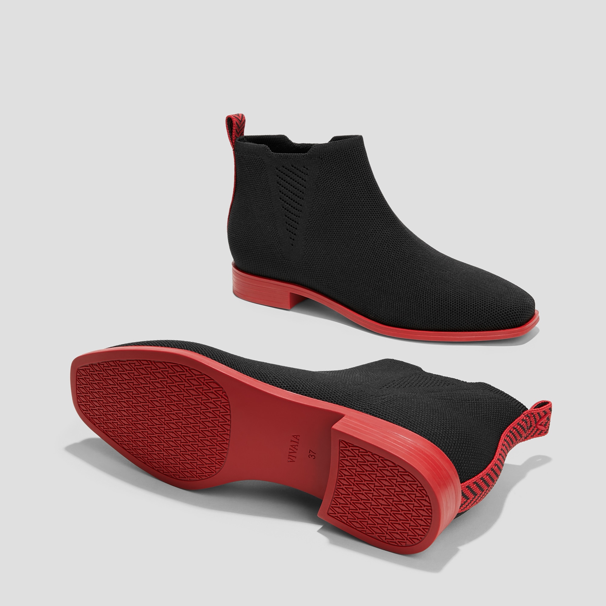 Square-Toe Slip-On Chelsea Boots (Ryan Slip-On), BLACK RUBY RED