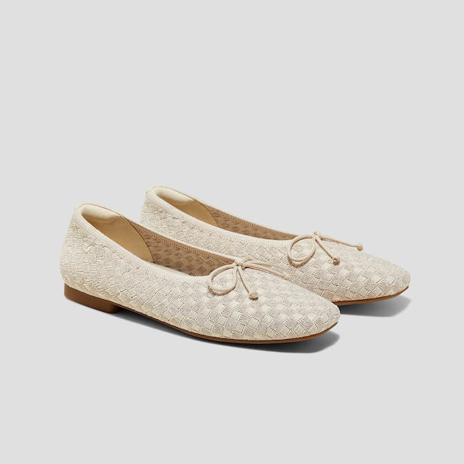 Square-Toe Bow Ballerina Flats (Margaret)