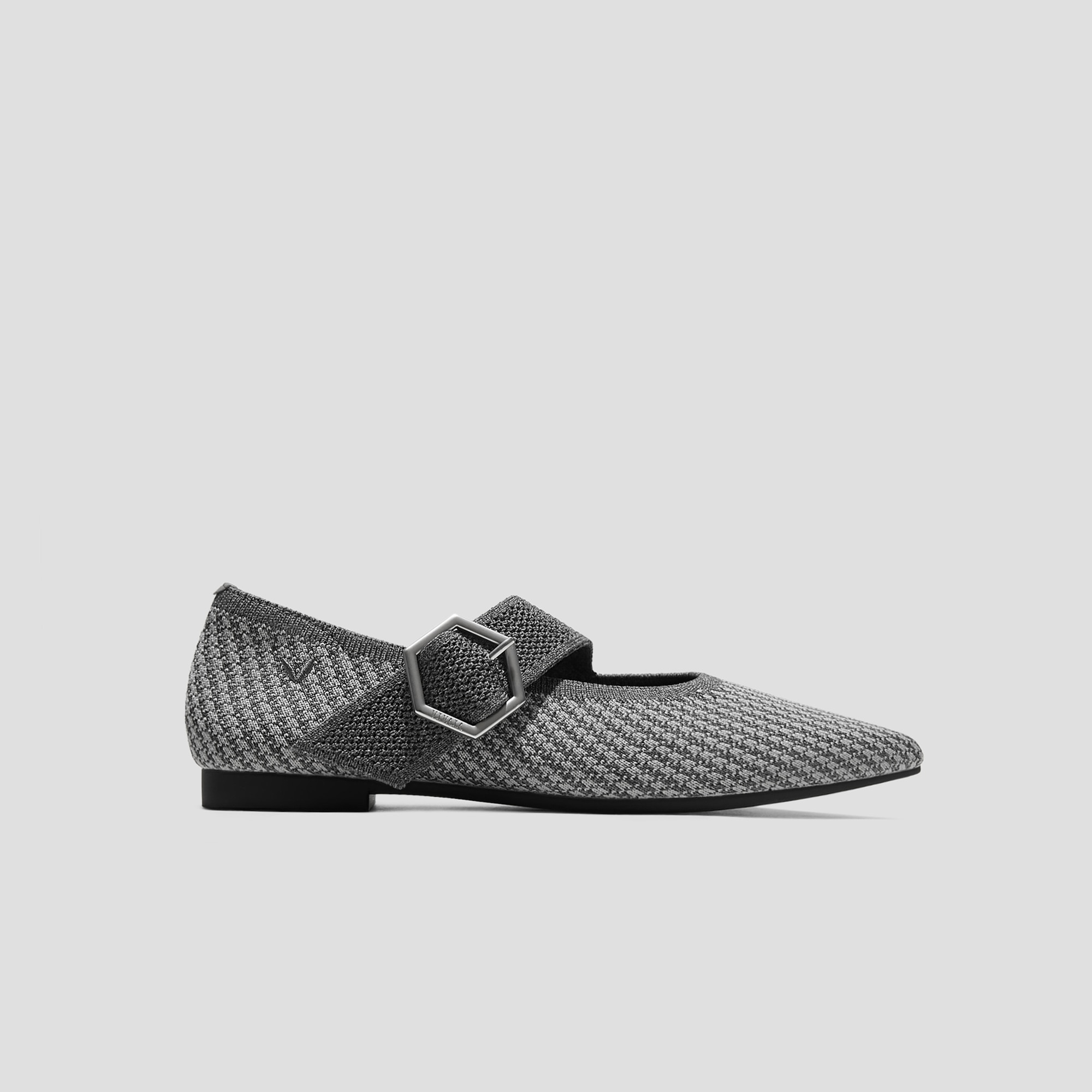 Pointed-toe Mary-Jane Flats (Maria), RICH GREY HOUNDSTOOTH, EU40