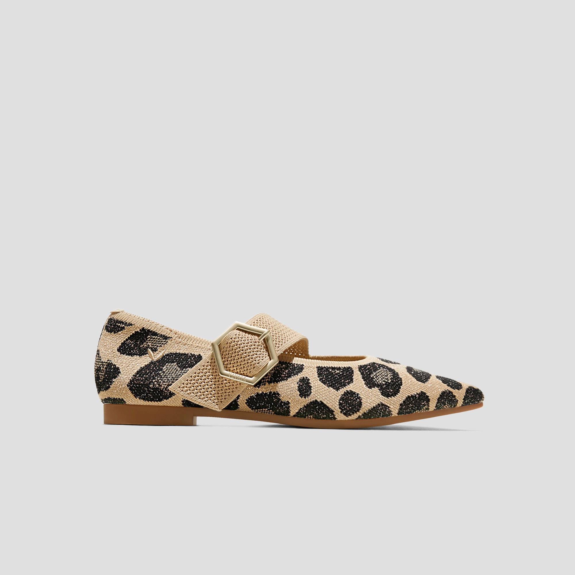 Pointed-toe Mary-Jane Flats (Maria), METALLIC LEOPARD, EU35 | VIVAIA