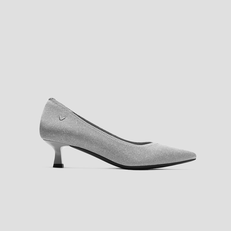 Pointed-Toe Kitten Heels (VIVAIA Running Heels Scarlett), SILVERY GREY, EU41 | VIVAIA