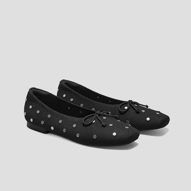 Square-Toe Bow Ballerina Flats (Margaret)