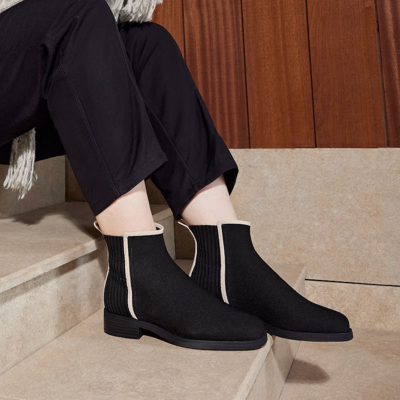 Square-Toe Ankle Chelsea Boots (Celina), BLACK WATER RPT, EU35.5 | VIVAIA