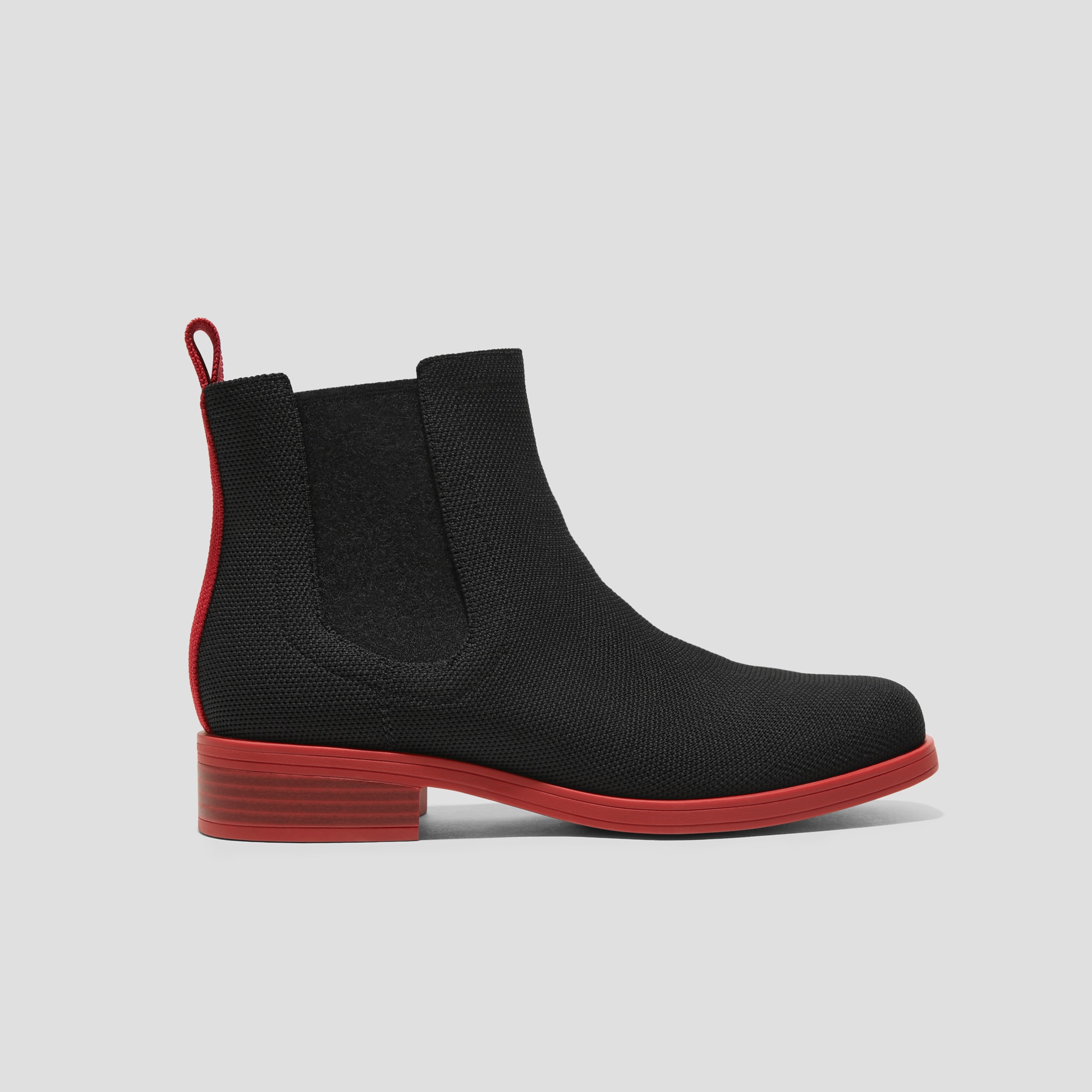 Square-Toe Ankle Chelsea Boots (Clara), BLACK RUBY RED, EU35 | VIVAIA