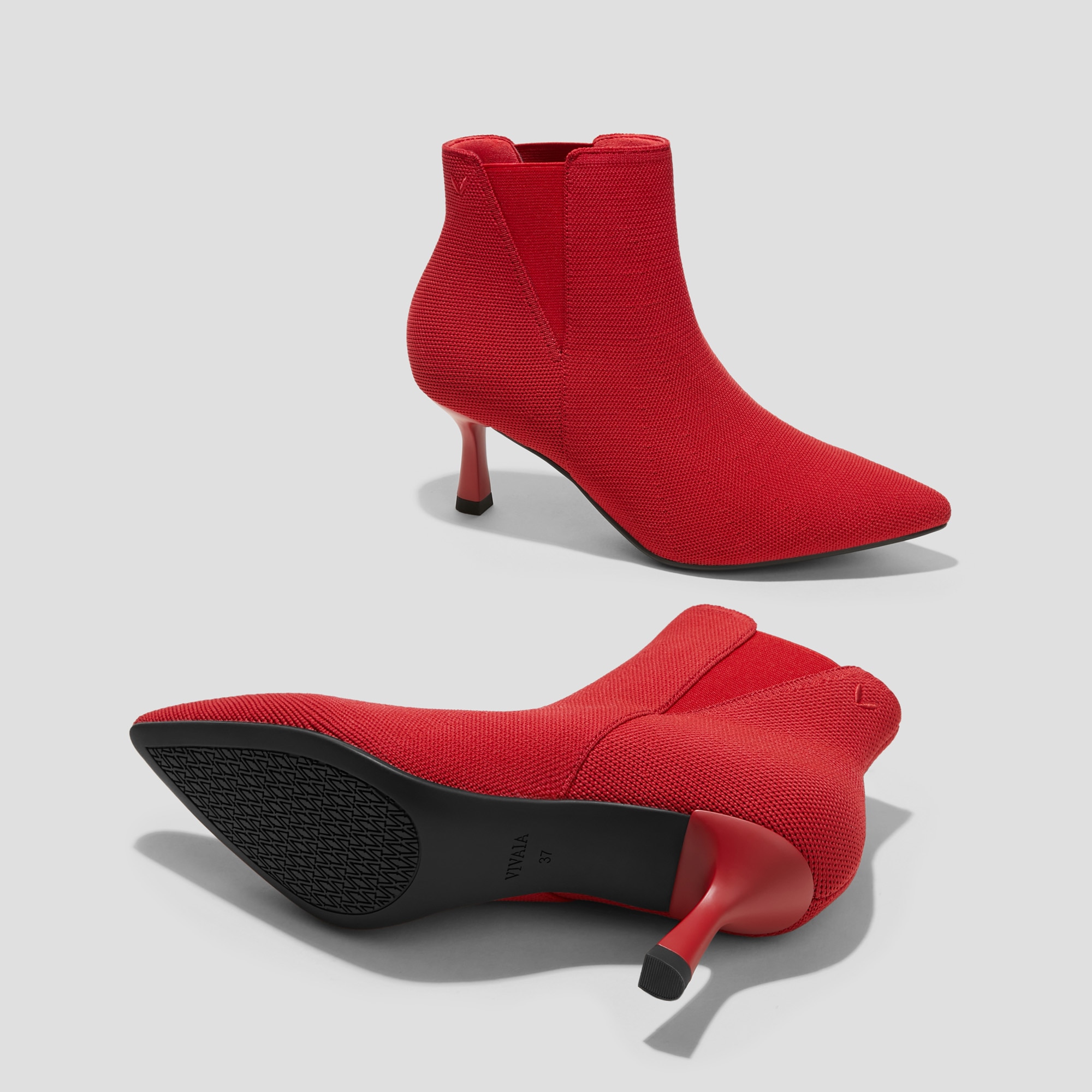 Pointed-Toe Dressy Heel Boots(Alexandra), Ruby Red, EU38