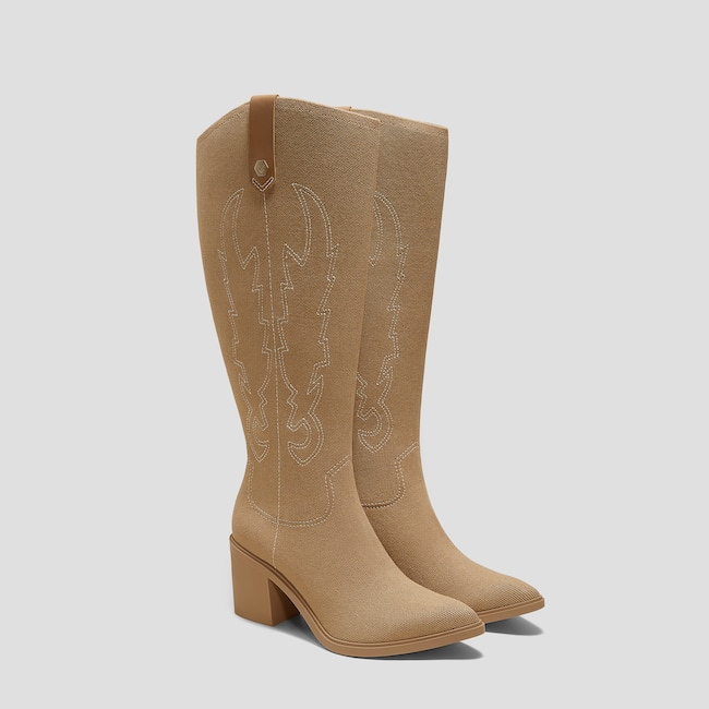 Pointed-Toe Western Knee-High Boots (Willow)