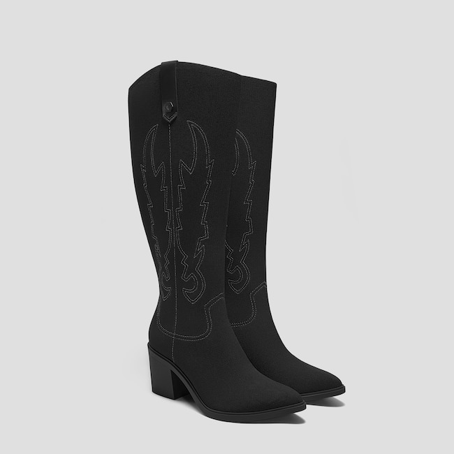 Pointed-Toe Western Knee-High Boots (Willow)