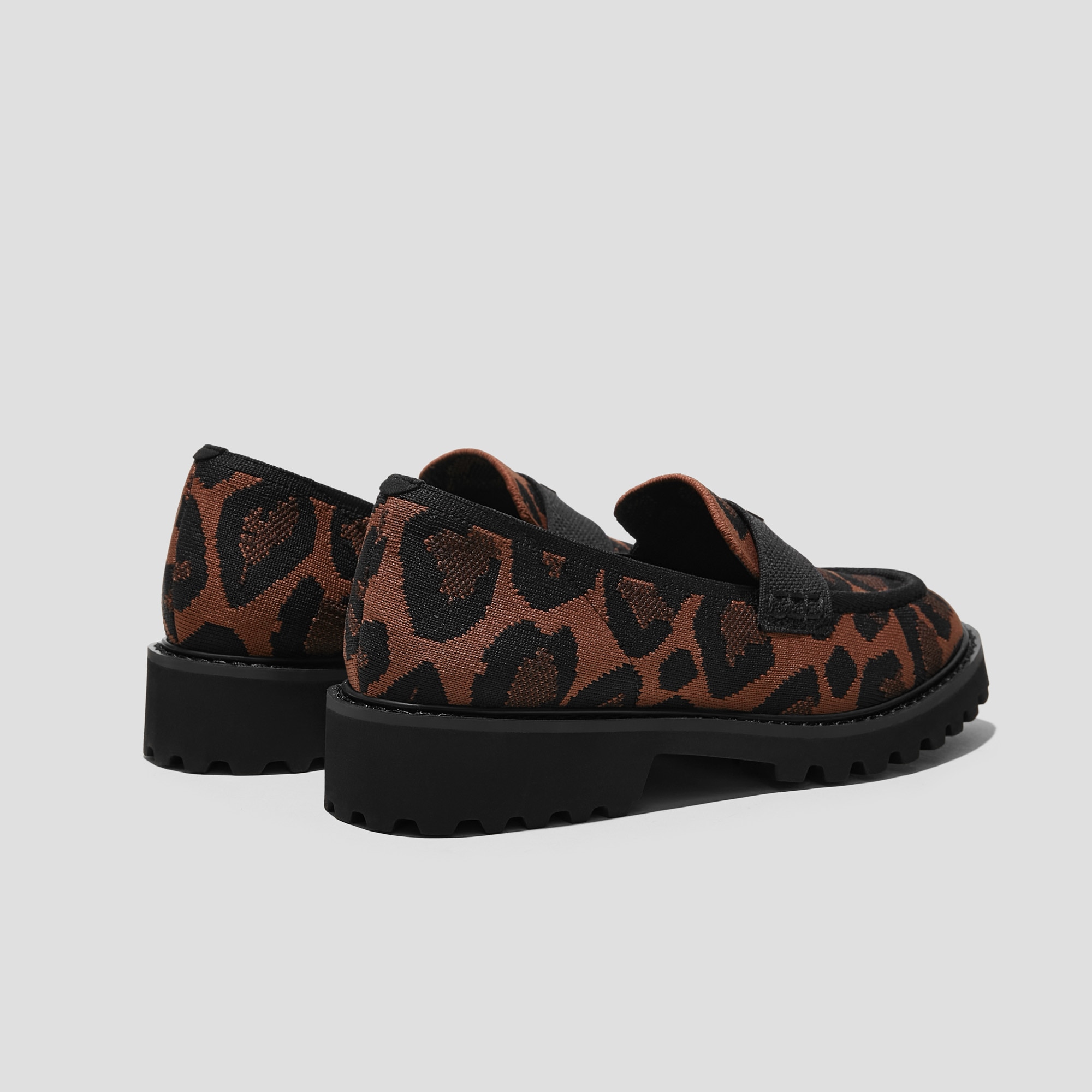 Round-Toe Platform Chunky Heel Loafers （Francesca）, BROWN
