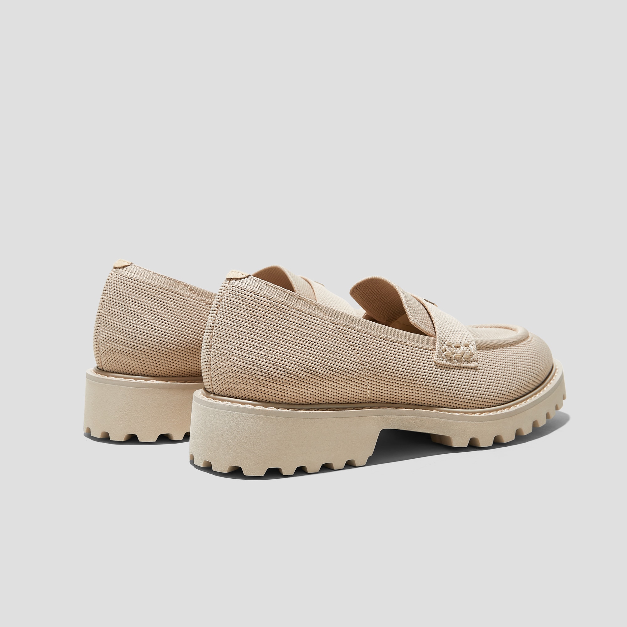 Round-Toe Platform Chunky Heel Loafers （Francesca）, ALMOND