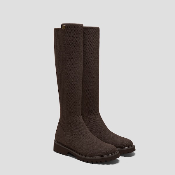 Round-Toe Stretchy Wool Knee-High Boots (Filipa)