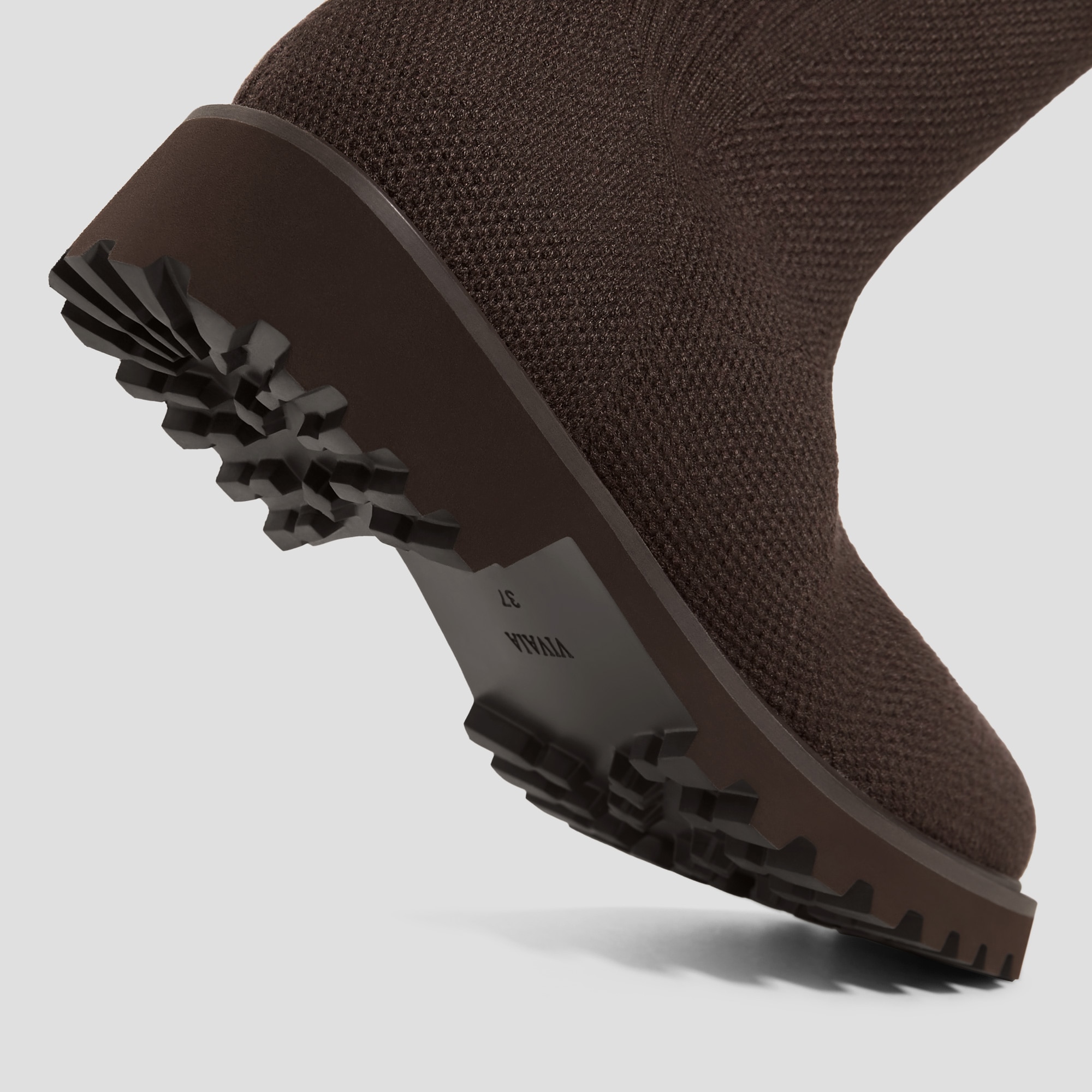 Round-Toe Stretchy Wool Knee-High Boots (Filipa), DARK CHOCOLATE