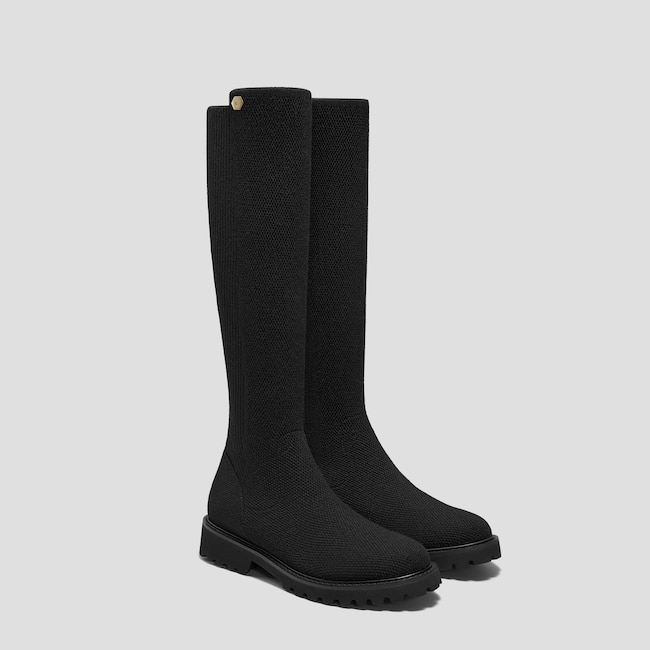 Round-Toe Stretchy Wool Knee-High Boots (Filipa)