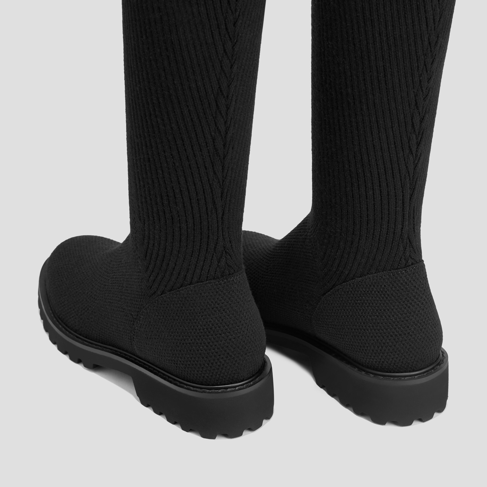 Round-Toe Stretchy Wool Knee-High Boots (Filipa), Black, EU39 | VIVAIA