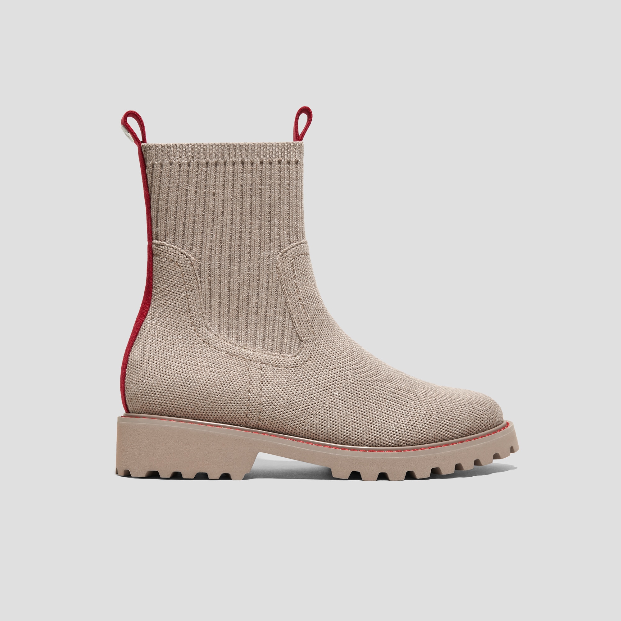 VIVAIA Flora サイドゴアブーツ ベージュ Round-Toe Lug Sole Wool Ankle Boots (Flora), Oatmilk, EU35 | VIVAIA