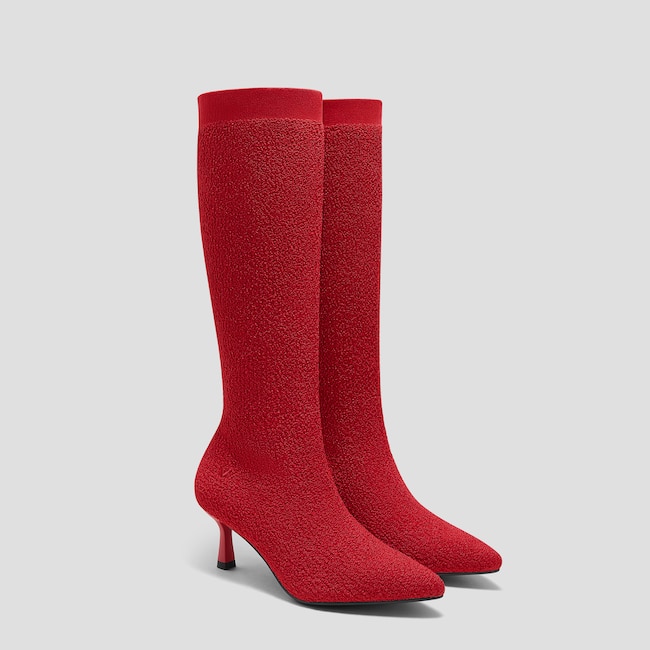 Pointed-Toe Knee-High Heel Boots (Abby)