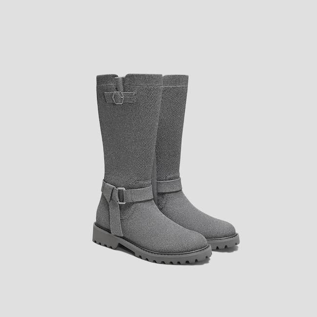Round-Toe Mid-Calf Biker Boots (Faith)