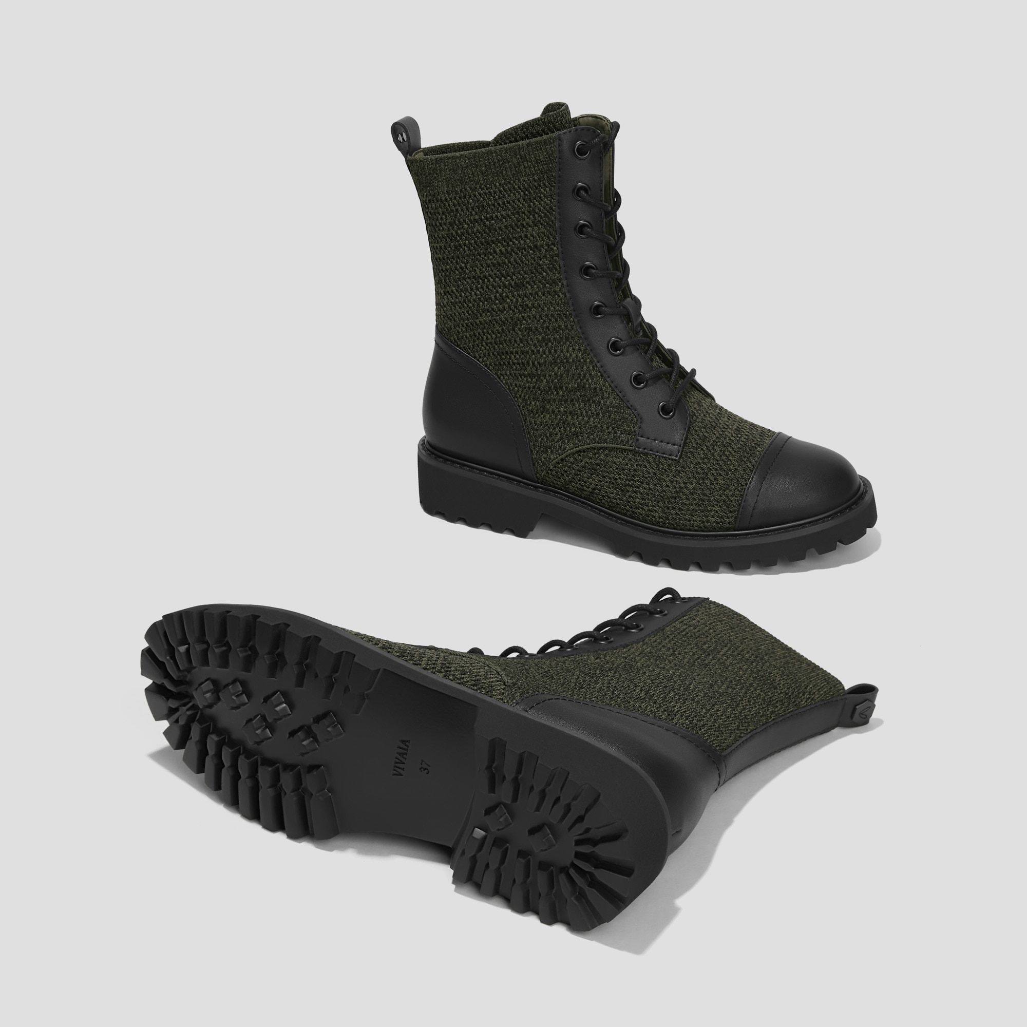 VIVAIA　[Florence] レースアップ アンクルブーツ Florence] ラウンドトゥ 撥水加工 ラグソール レースアップ