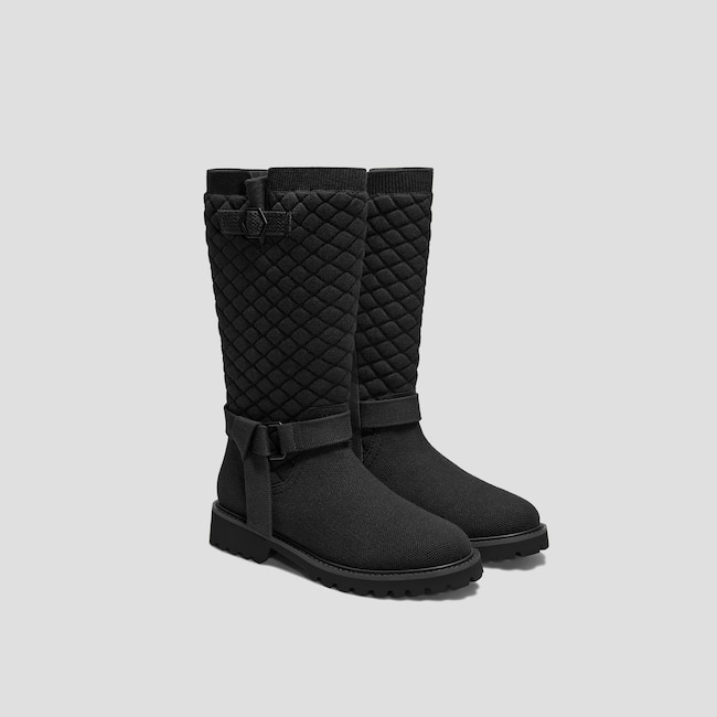 Wool Biker boots with round toe and half-high sole (Faith)