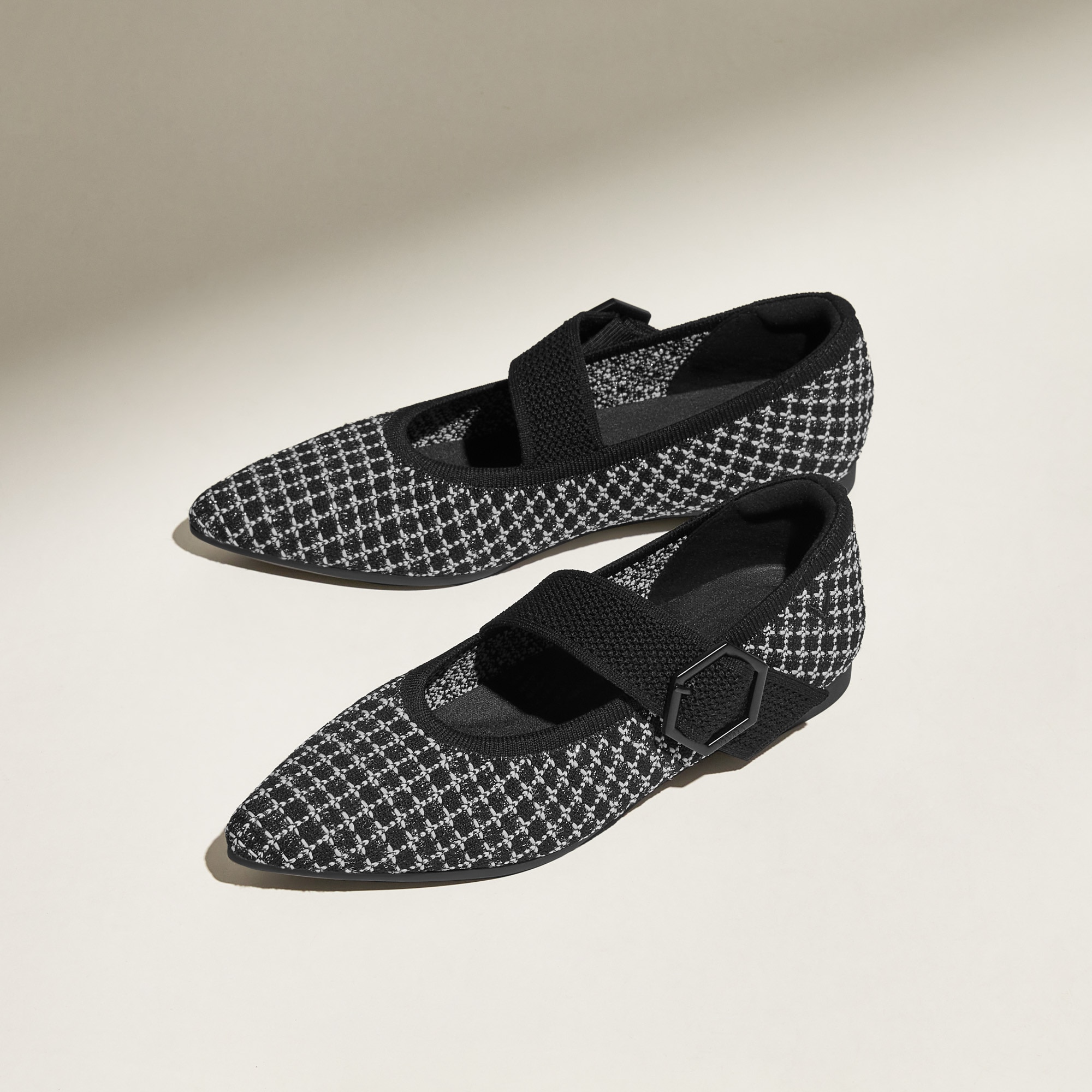 Pointed-toe Mary-Jane Flats (Maria), BLACK TWEED, EU35 | VIVAIA