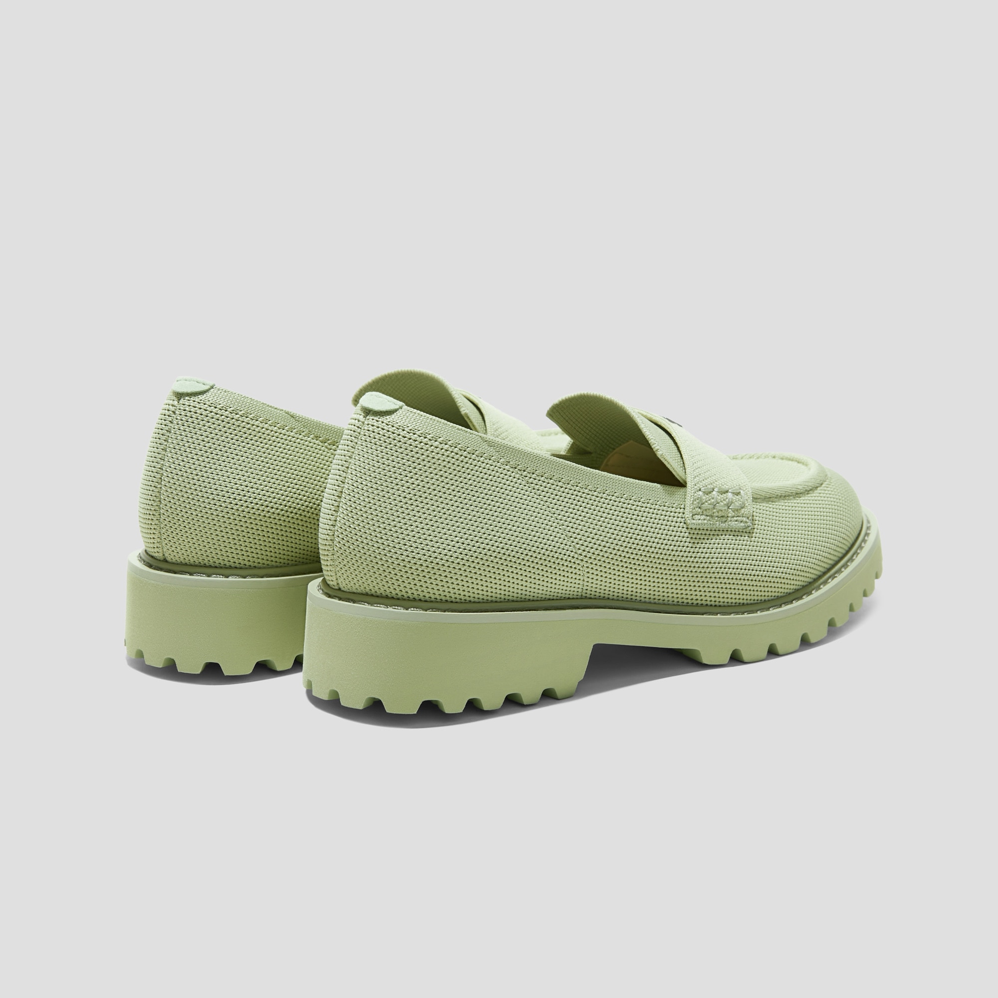 Round-Toe Platform Chunky Heel Loafers (Francesca), MATCHA