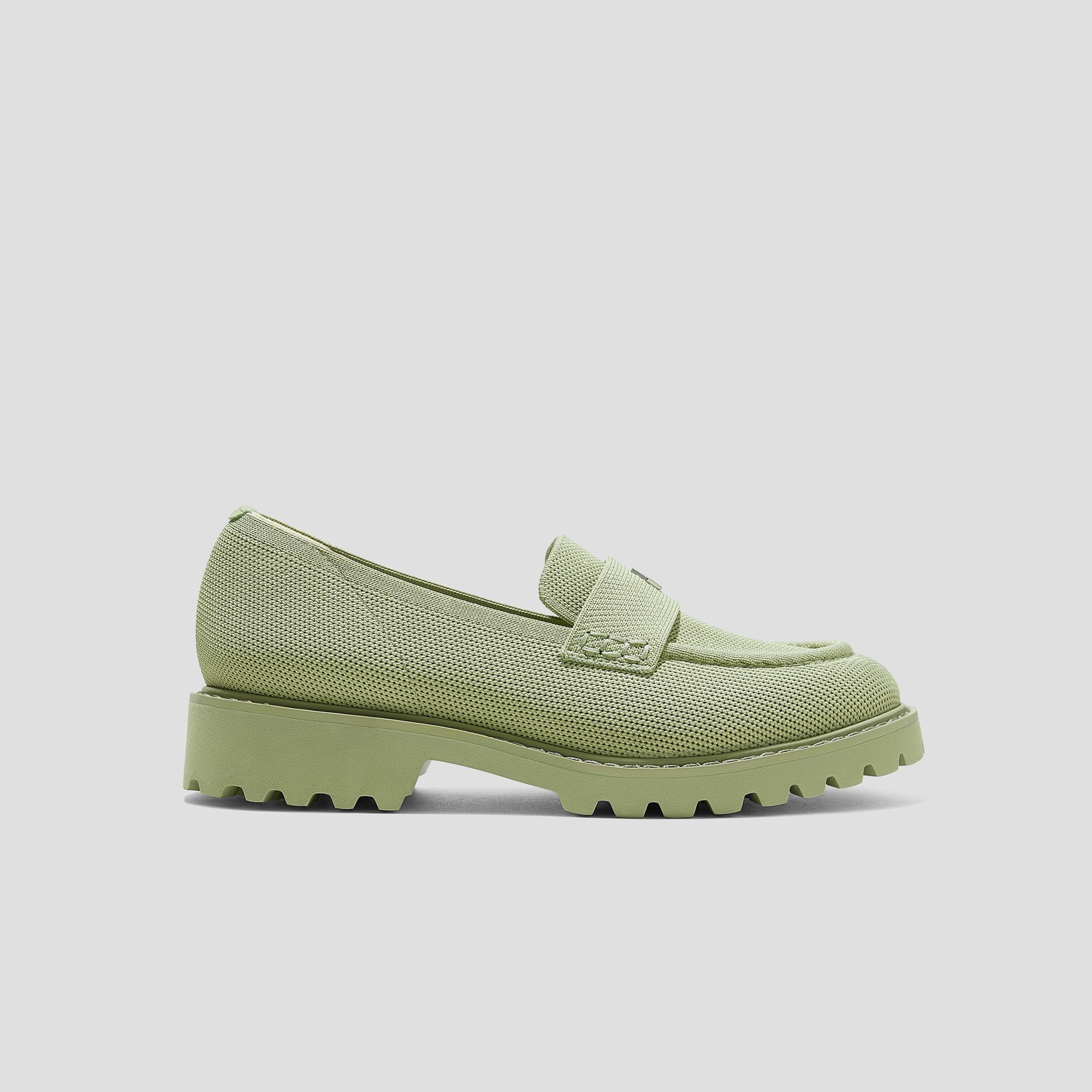 Round-Toe Platform Chunky Heel Loafers (Francesca), MATCHA
