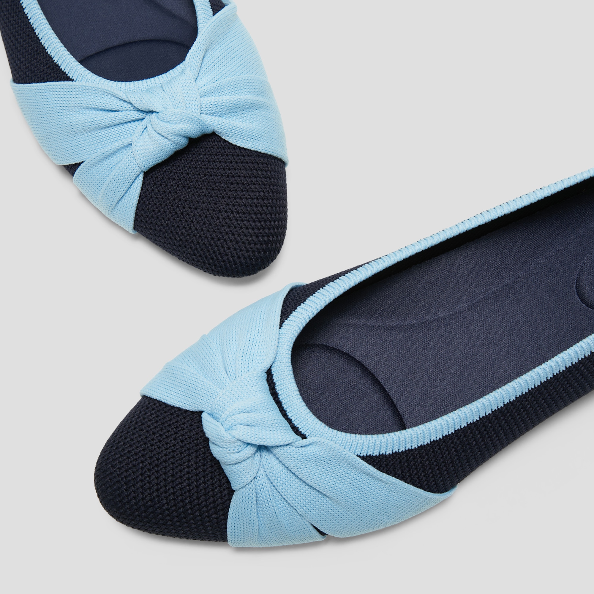 Almond-Toe Knotted Flats (Bibi), NAVY ICE BLUE | VIVAIA