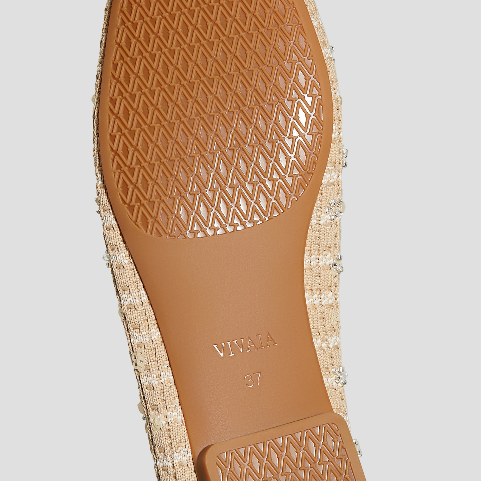 Square-Toe V-Cut Flats (Margot 2.0), NATURAL LINEN, EU35 | VIVAIA