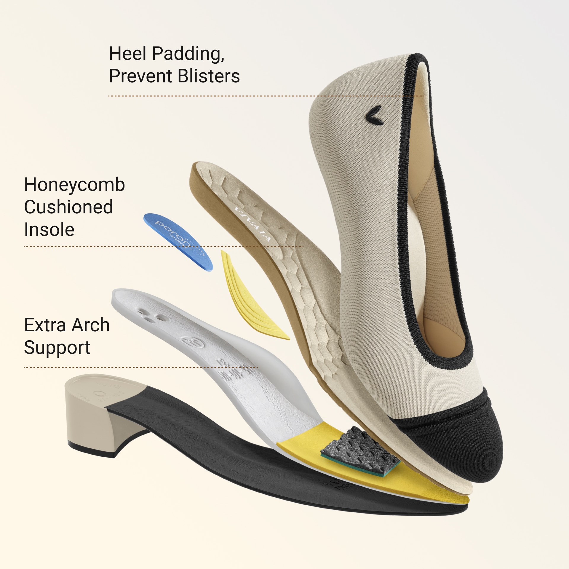 Almond-Toe Stress Free Chunky Heels (Julie Arch Pro), IVORY