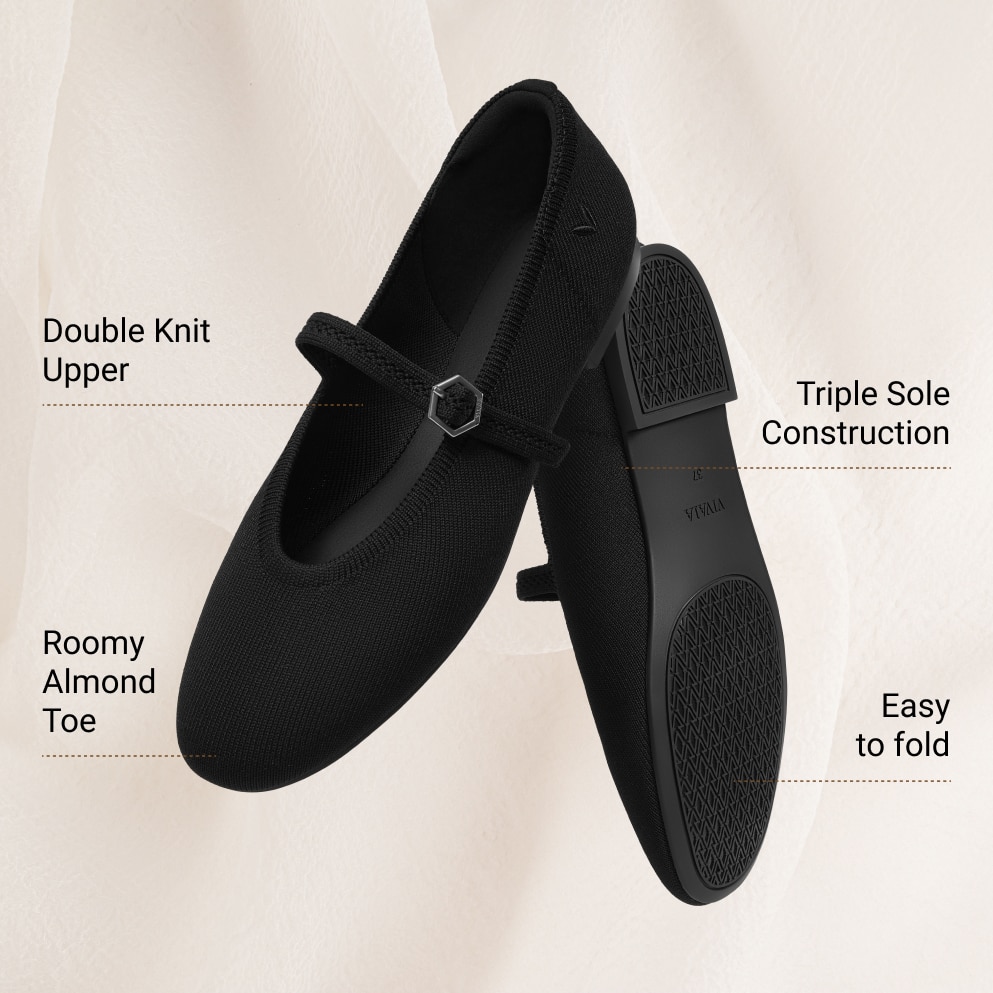 Almond-toe Mary-Jane AdaptAll™（Nelly）, Black, EU39 | VIVAIA