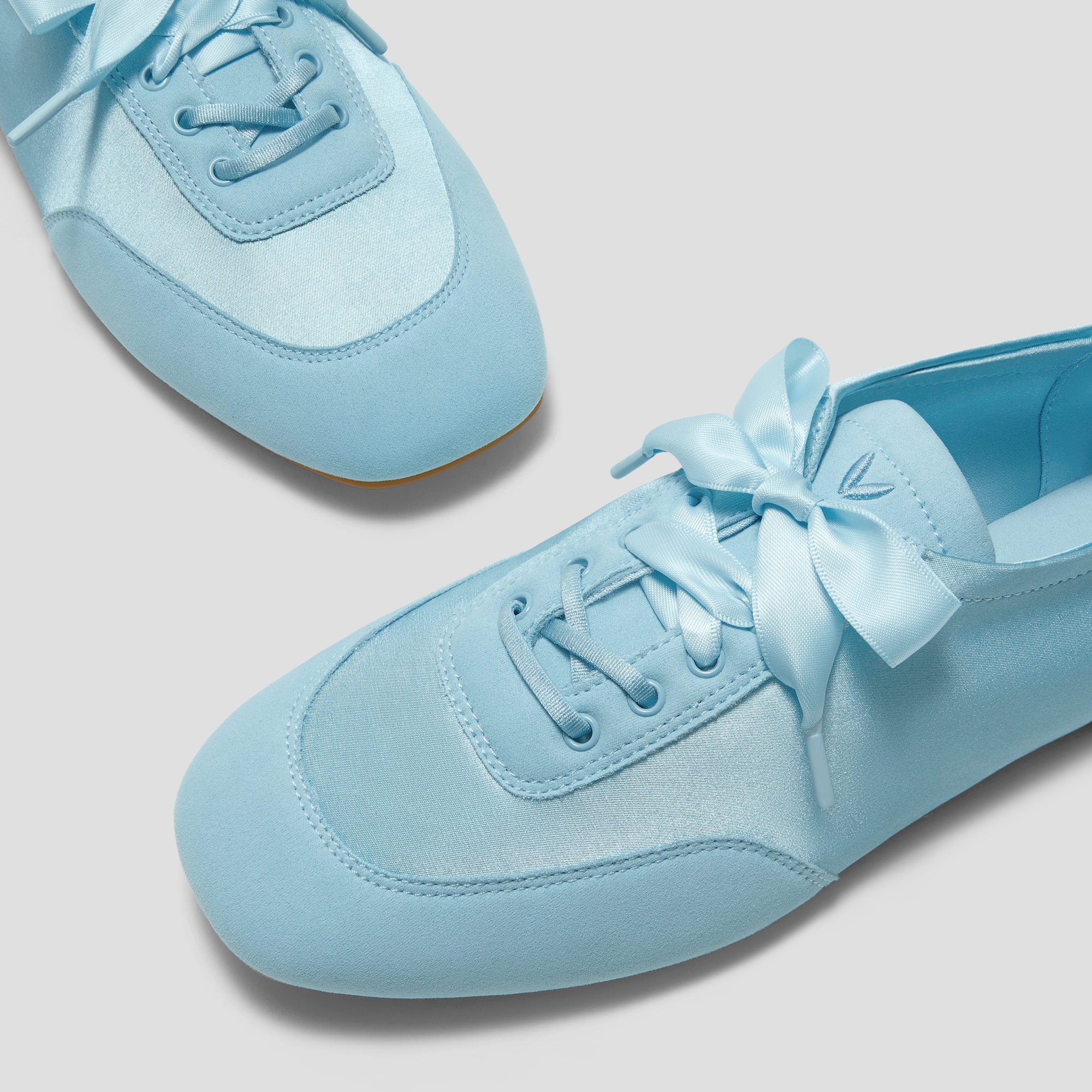 Square-Toe Lace-Up Satin Sneakerina (Cristina), DREAM BLUE, EU35