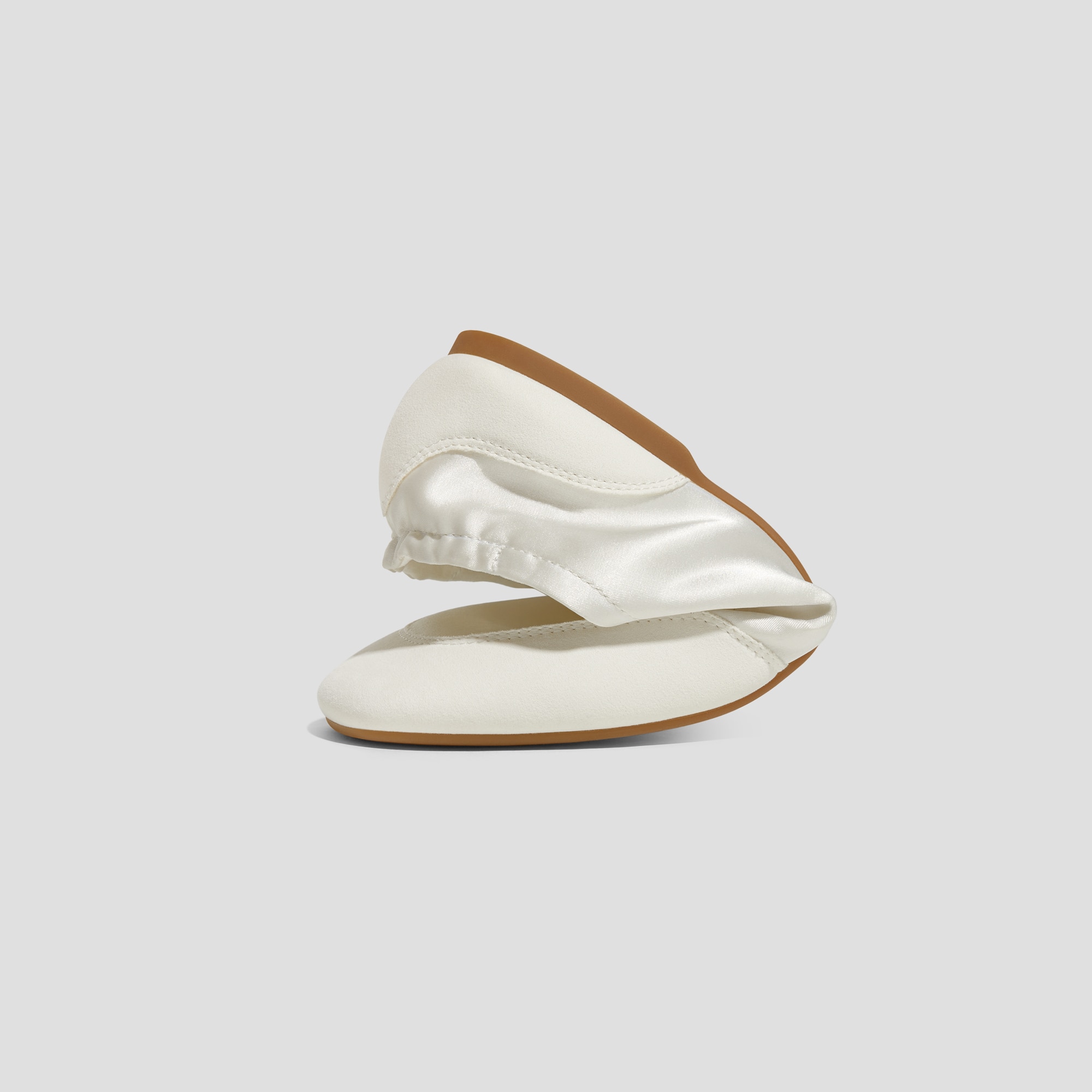 Square-Toe Lace-Up Satin Sneakerina, LIGHT GOLD | VIVAIA