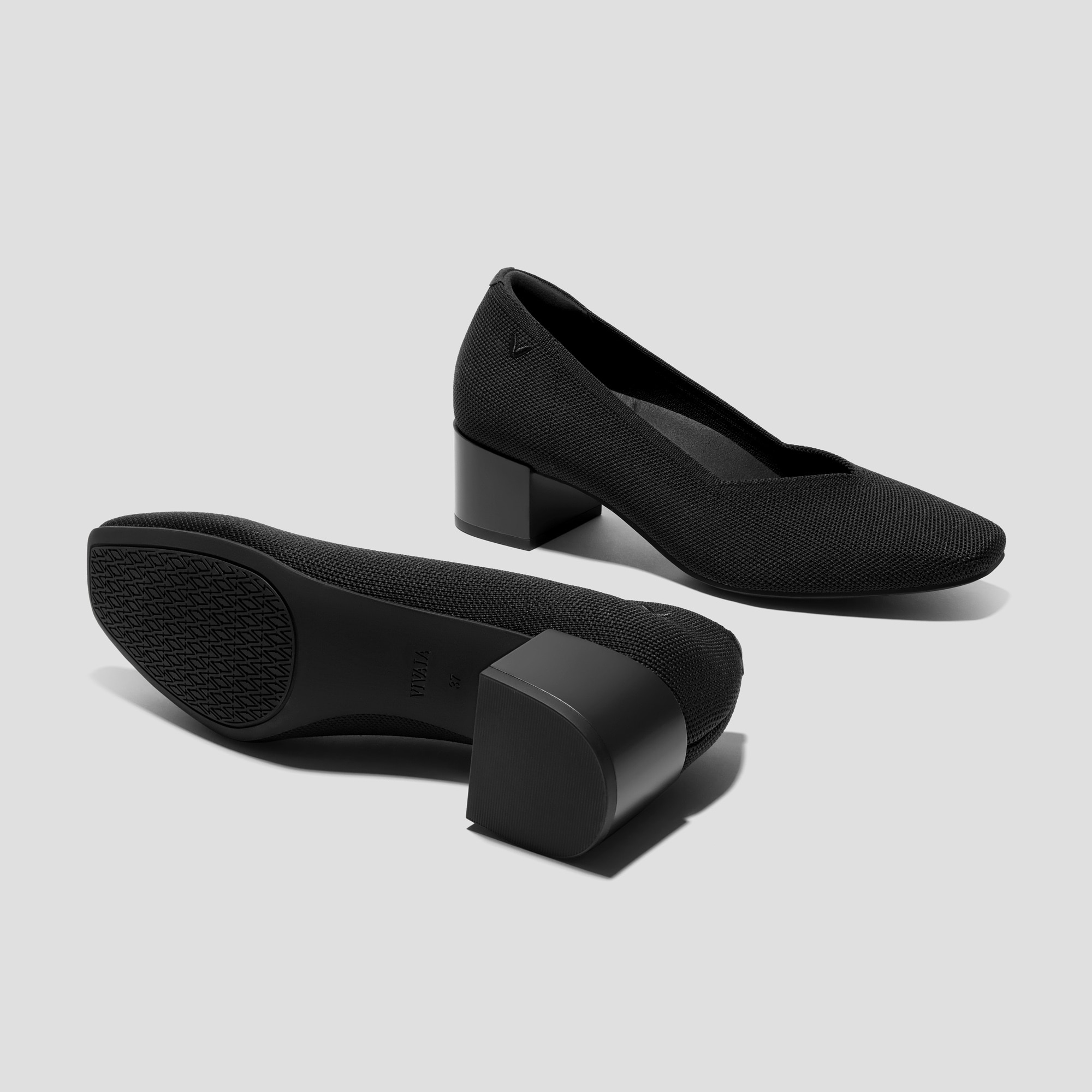 Square-Toe Stress Free Chunky Heels (Megan), Black, EU35 | VIVAIA