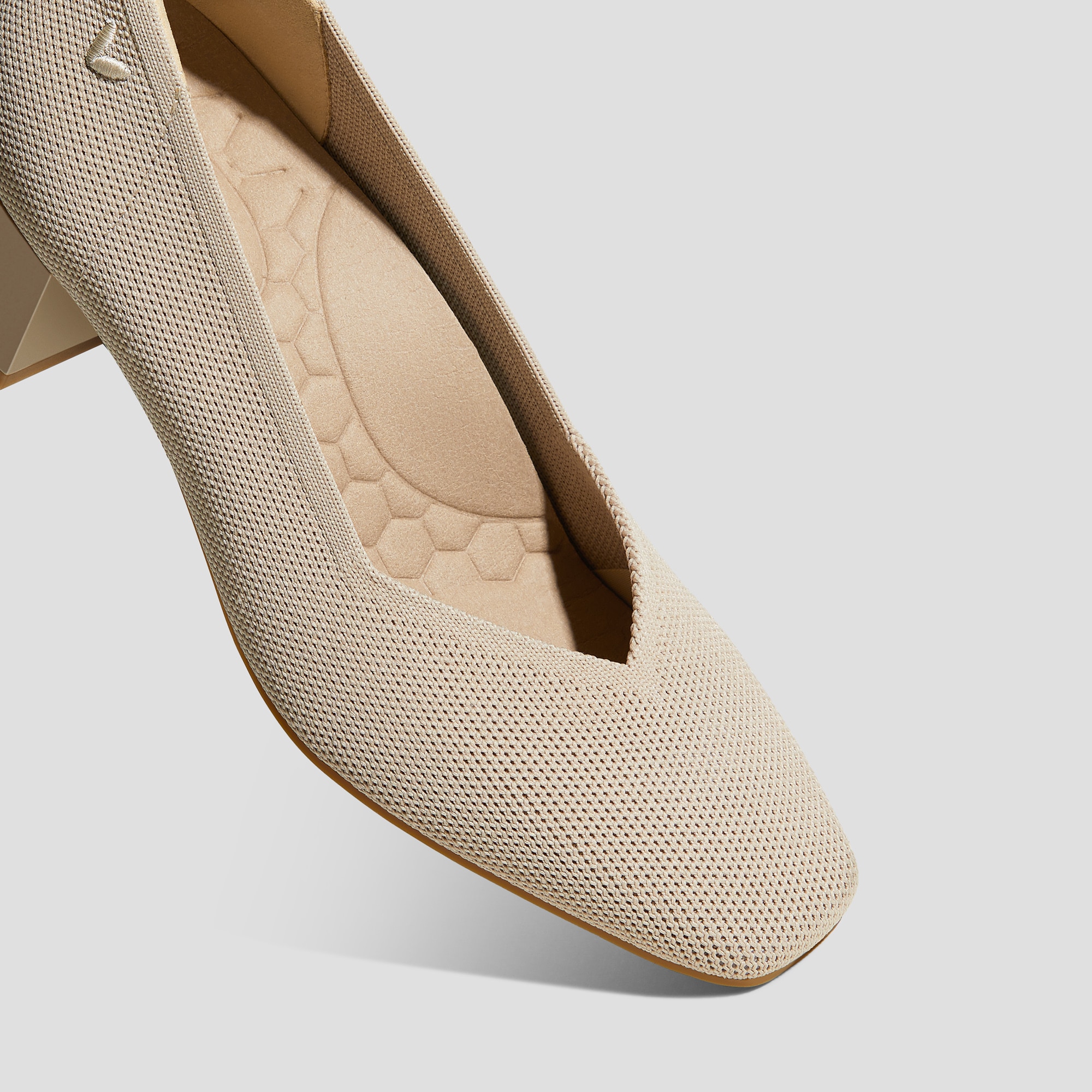 Square-Toe Stress Free Chunky Heels (Megan), ALMOND, EU35