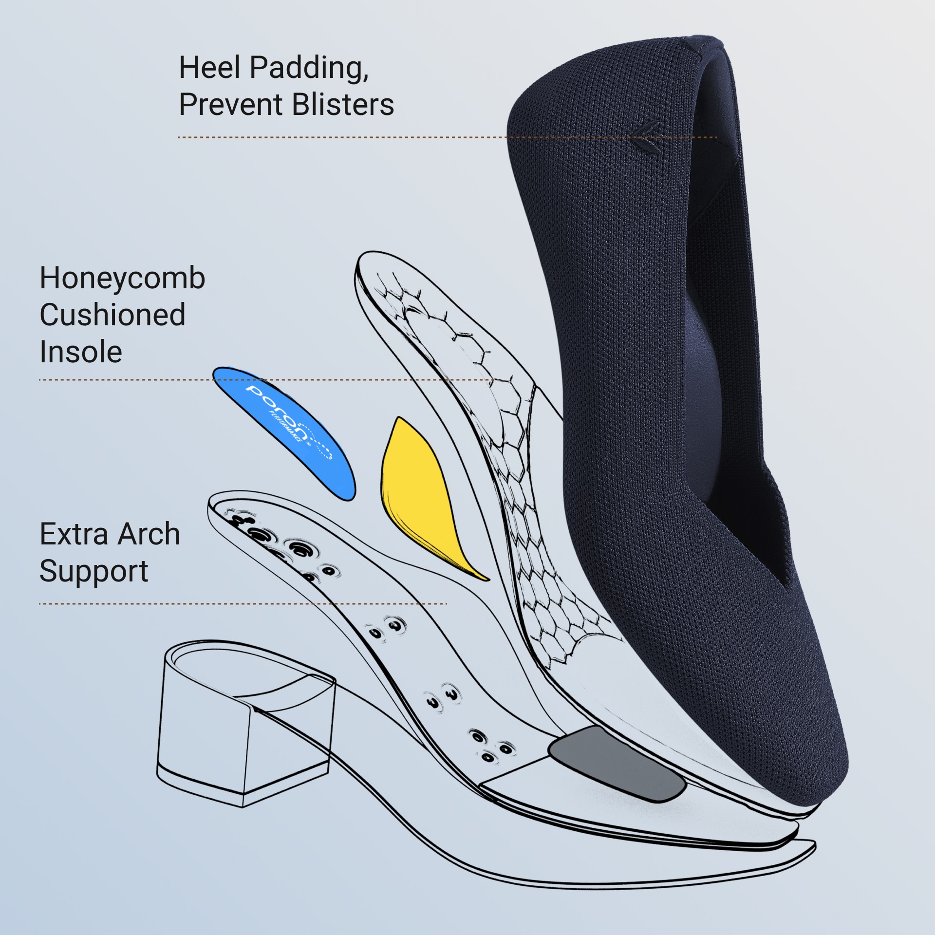 Square-Toe Stress Free Chunky Heels (Megan), NAVY, EU41.5 | VIVAIA